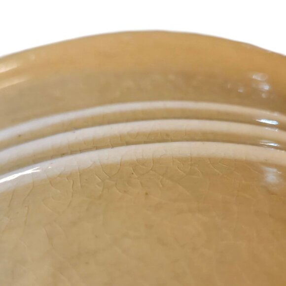 Vintage Yellow Ware Mixing Bowl 3 White Bands Stripes Farmhouse AS IS - Picture 13 of 16